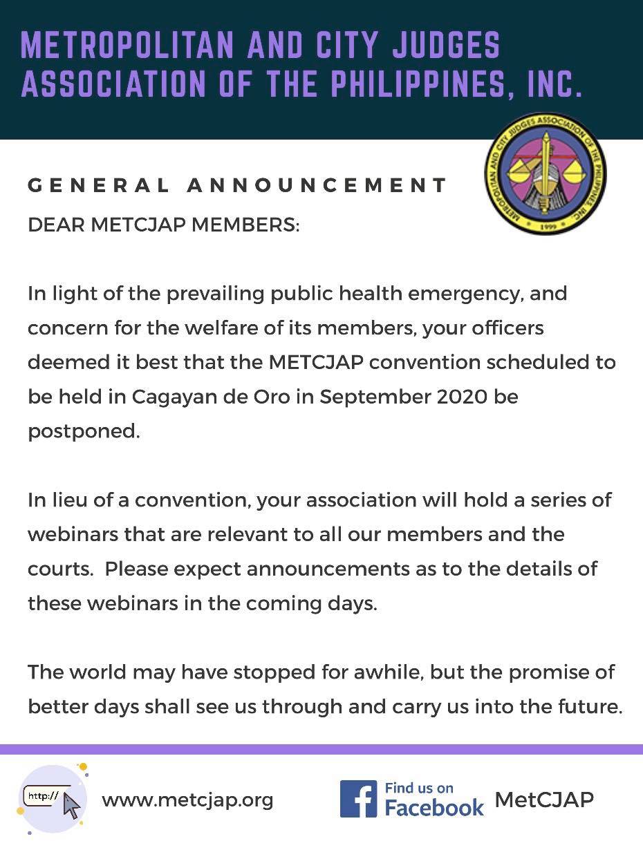 CDO Sept 2020 Postponed